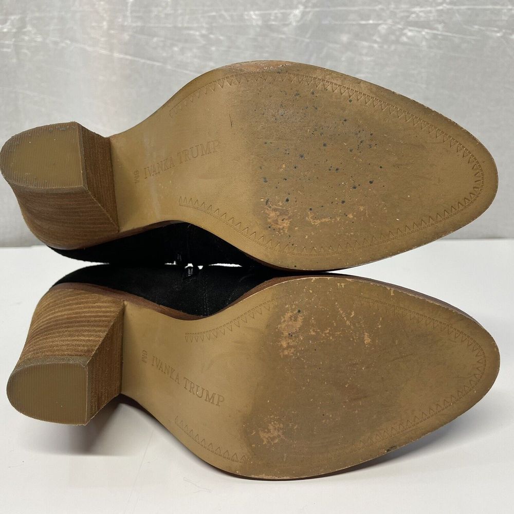 Ivanka Trump Suede Ankle Boots Heel Cutout Black Size 6 M - Picture 7 of 11
